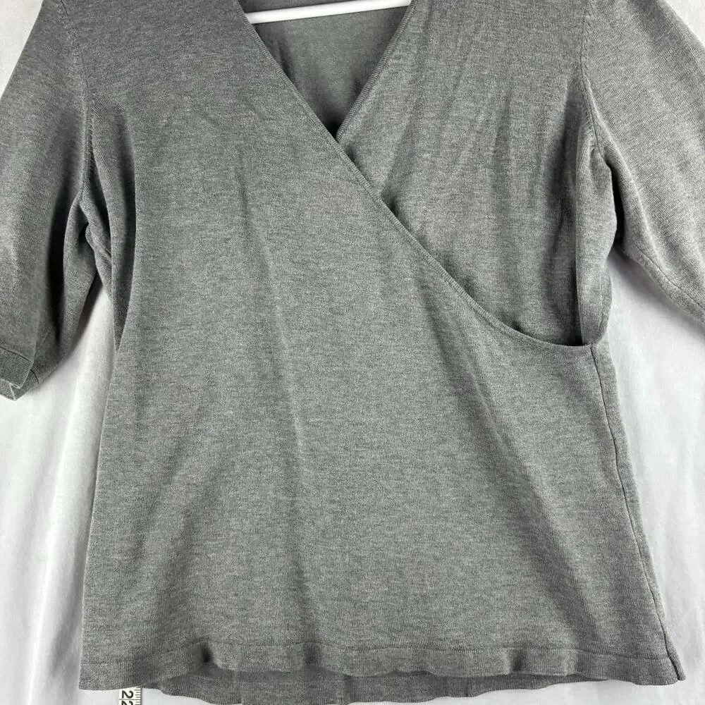 Ann Taylor Crossover Grey Top Women’s Medium Capsule Minimalist Contemporary
